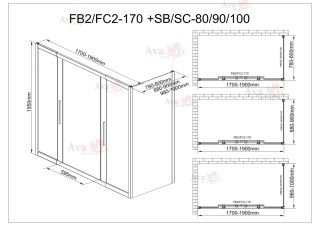 Душевой уголок AvaCan FC2 170-190 + SC90 хром